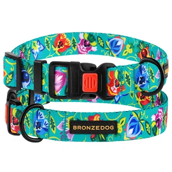 Ошейник Для Собак BronzeDog Urban Folk нейлоновый с пластиковой пряжкой Ментоловый 20 мм 30-40 см (51/1417)