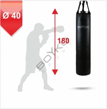 Мішок боксерський Boyko Sport на ланцюгах 40 см діаметрр 180 см висота натуральна шкіра