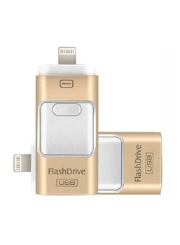 Флешка 3в1 Flash Drive 16GB для iPhone, Android, Windows, Gold