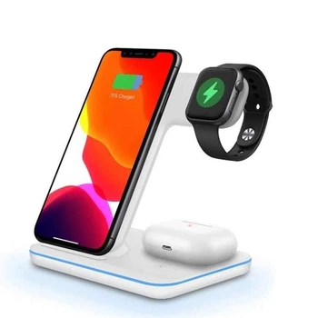 Беспровідна док-станція Fast Charge 3в1 для iPhone/Samsung/Apple Watch/AirPods 2/Pro White