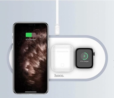 Беспроводная док-станция Hoco 3в1 Quick Charger для iOS|Android white