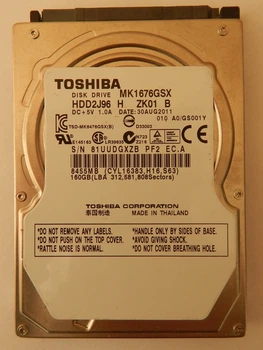 Жесткий диск Hitachi&nbsp;Toshiba / Hitachi mk1676gsx​​​​​​​, 2.5", SATA 3Gb/s, 160 Гб, 5400 rpm, буфер 8 Мб для ноутбука Б/У