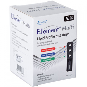 Тест-полоски на липидный профиль для холестерометра Element Multi Infopia 10 шт.