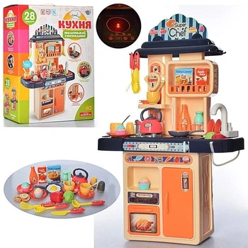 Игровой подарочный набор для девочки детская кухня Limo Toy 28 предметов на батарейках 71x47x22см KL 16854C