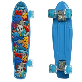 Скейт Пенні борд Penny board Profi з малюнком для дітей і підлітків Голубий RLMS 0749-5