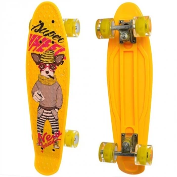 Скейт Пенні борд Penny board Profi з малюнком для дітей і підлітків Жовтий RLMS 0749-8