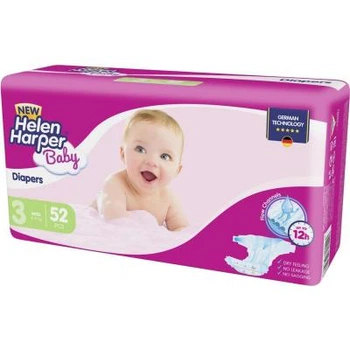 Подгузник Helen Harper Baby NEW Midi (4-9 kg), 52 шт. (5411416030676)