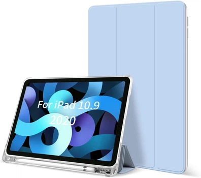 Силиконовый чехол обложка Transparent + Pencil Holder BBM1 для iPad Air 4 2020/Air 5 2022 10,9"/Air 11" 2024(M2)/2025(M3)/2026(M4) Голубой