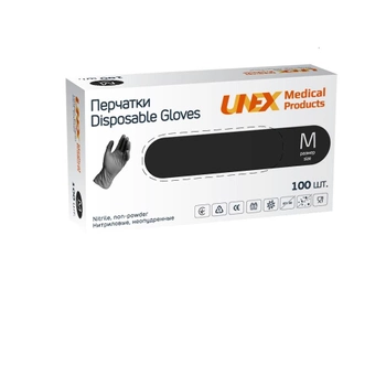 Перчатки Unex Medical Products нитриловые черные нестерильные неопудренные M 50 пар (117-2020)