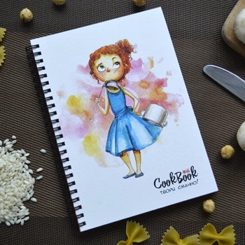 Блокнот для запису рецептів Cookbook Кукбук Дівчинка, А5, на спіралі