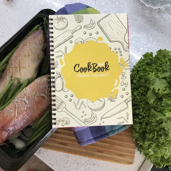 Блокнот для записи рецептов Cookbook Кукбук Желтый, на пружине, А5