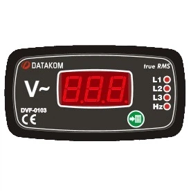Вольтметр-частотомер DATAKOM DVF-0103, 3 фазы, 96x48мм
