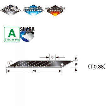Леза TAJIMA сегментні Premium 9мм Acute Angle Razar Black Blades кут нахилу 30°, 10 шт. (CB39RB)
