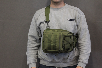 Однолямочный городской тактический рюкзак Tactical барсетка сумка слинг с системой molle на 7 л Олива (095-olive)