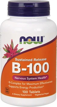 Suplement diety NOW Foods B-100 (Przedłużone uwalnianie), 100 tabletek (733739004390)