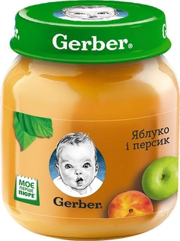 Упаковка фруктового пюре Gerber Яблоко и персик с 6 месяцев 130 г х 6 шт (7613287166937)