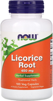 Корень Лакрицы (Солодки), Licorice Root, 450 Мг, Now Foods 100 Капсул (733739047182)