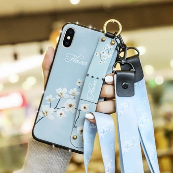 Чехол Lanyard для Iphone X бампер с ремешком Blue