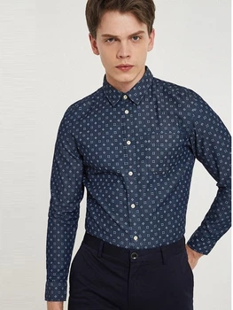 Рубашка с длинными рукавами Jack & Jones 216105034 XS (83461XS) Синий