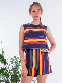 Комбінезон в смужку з відкритою спиною Sarah Chole 11412 L (43351L) Синій