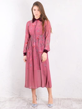 Платье с бархатным воротником Sarah Chole 1T55740126 XS (34534XS) Розовый