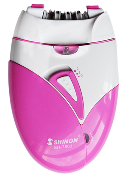 Женский эпилятор Shinon SH-7803 White/Pink аккумуляторный, светодиодная подсветка, USB зарядка, эпиляция бикини рук ног подмышек и лица (46624 IM)