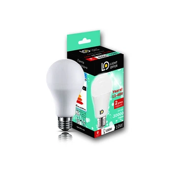 Лампа светодиодная низковольтная универсальная А60 AC/DC 12-48V 10W 4000К Е27