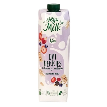 Напиток Vega Milk овсяный с ягодами ультрапастеризованный 950 мл
