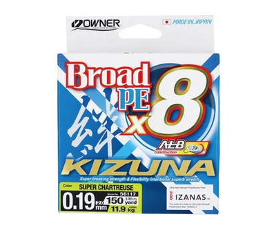 Шнур Owner Kizuna Broad Chartreuse PEx8 135м 0.12 мм 5.4кг / 12lb (56117-012)
