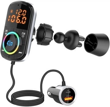ФМ трансмиттер Aiver F71 MP3 RGB Bluetooth v5.0 MicroSD PD3.0 + QC3.0