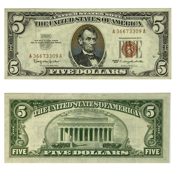 5 долларов США 1963 "номер - рандомный"