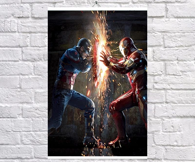 Постер BEGEMOT Мстители Супергерои MARVEL Железный Человек и Капитан Америка 40x61 см (1124048)