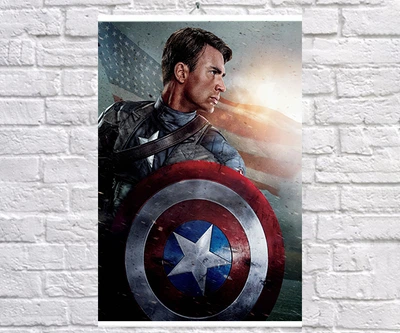 Постер BEGEMOT Мстители Супергерои MARVEL Стивен Роджерс Капитан Америка Captain America 40x61 см (1124027)