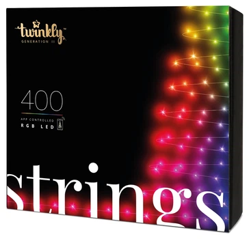 Гірлянда Smart LED Twinkly Strings RGB 400 IP44 32м кабель чорний