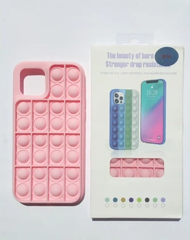 Чохол Поп Іт антистрес Pop it Relax на iPhone 12 Pro силіконовий пухирець пудровий рожевий