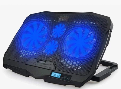 Підставка охолоджуюча для ноутбука на 4 вентилятора Laptop Cooler S18 з підсвічуванням до 17 дюймів + ЖК екран