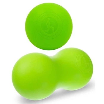 Мячи массажные одинарный и двойной Lacrosse Massage Ball 6,5 см и 6,5х14 см салатовый (FI-7072-7073)