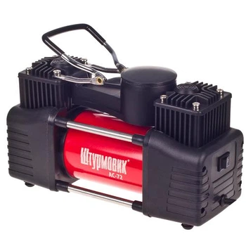 Автокомпрессор Штурмовик 150PSI 25A 90л 2 цилиндра PU шланг 5м дефлятор клеммы