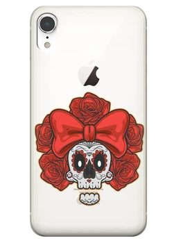 Прозрачный силиконовый чехол iSwag для iPhone XR Готический череп (M1525)