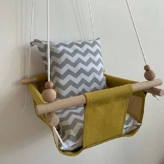 Детская качеля Infancy Серый зигзаг, Желтая основа
