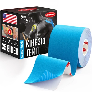 Кінезіо тейп спортивный Mighty-X 5 см х 5 м Голубий Кінезіотейп - The Best USA Kinesiology Tape