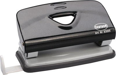Дырокол Centrum 10 листов Black Metallic металлический черный с ограничителем (83005) (4030969830055)