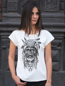 Футболка BATIAR Indian skull L молочная