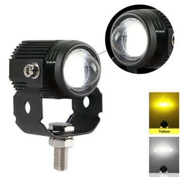 Светодиодная двухцветная фара Moto LED Lens Mini для мотоцикла мопеда скутера Avtoexpect Белый Жёлтый (05269/1)