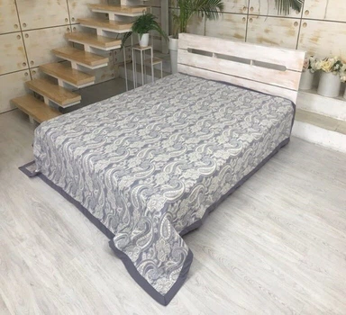 Покрывало жаккардовое двухстороннее Орнамент Пейсли CottonTwill 220х235 см Графит (П007-1)