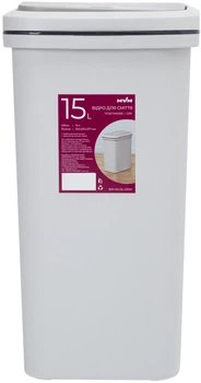 Ведро для мусора MBM HOME с крышкой BIN-04 15л Серое (BIN-04 15L GRAY)
