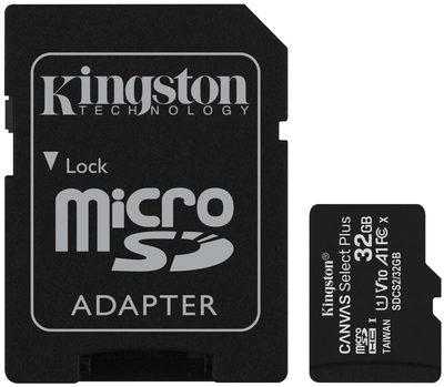 Kingston microSDHC 32GB Canvas Select Plus Class 10 UHS-I U1 V10 A1 + SD-адаптер (SDCS2/32GB)