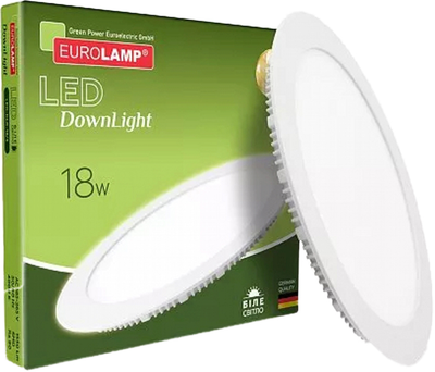 Світильник стельовий EUROLAMP LED Downlight 18W 4000K круглий (LED-DLR-18/4)