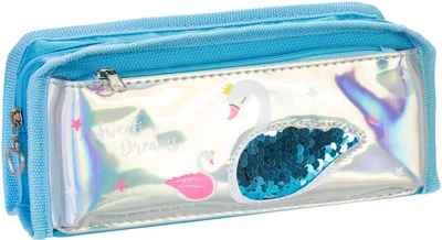 Пенал Cool For School голографический с пайетками 2 отделения Sweet Dreams голубой (CF86967)