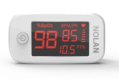 Пульсоксиметр Nolan Care Pulse Oximeter YM101 Qitech на палец для измерения сатурации крови, частоты пульса и плетизмографического анализа сосудов с батарейками